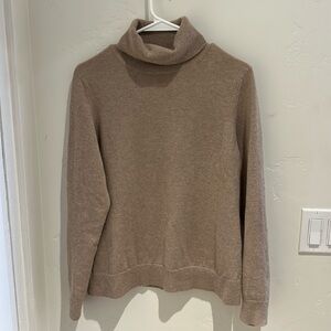 Lands’ End cashmere turtleneck sweater. Taupe. medium.